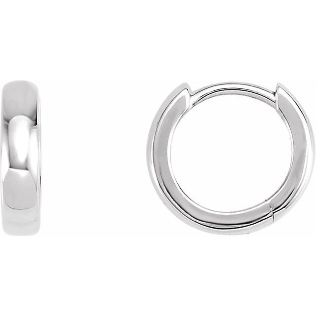 Kazi Luxury 14k White Gold Hinged Huggie Earrings For Gift - 10mm